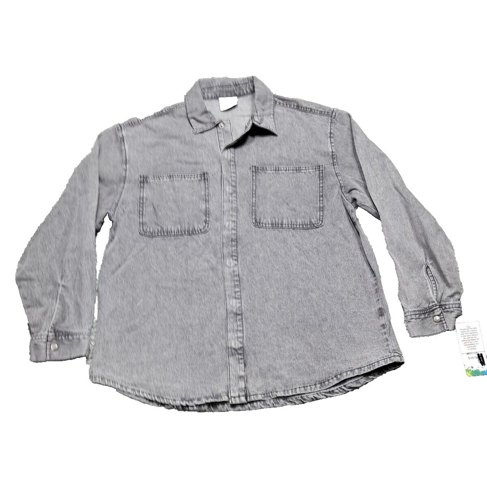 New Colorful Planet Denim Shirt Boys XL 16/18 Button Up Long Sleeve Snaps